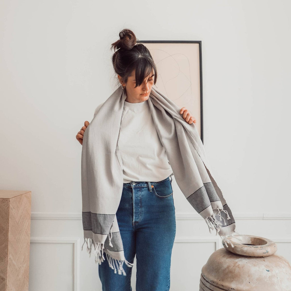 Lilah Towel Grey Vintage Feather