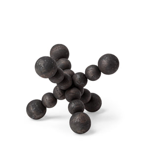 Black Geometric Wood Ball Jack - Small