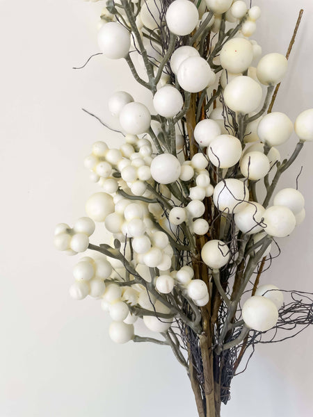 White Berry Faux Christmas Stem 34"