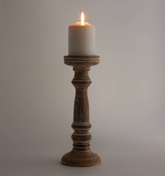 Rustic Brown Pillar Candle Holder - Large