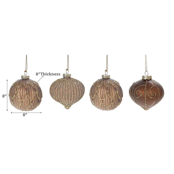 Brown Glass Ornament With Gold Glitter
