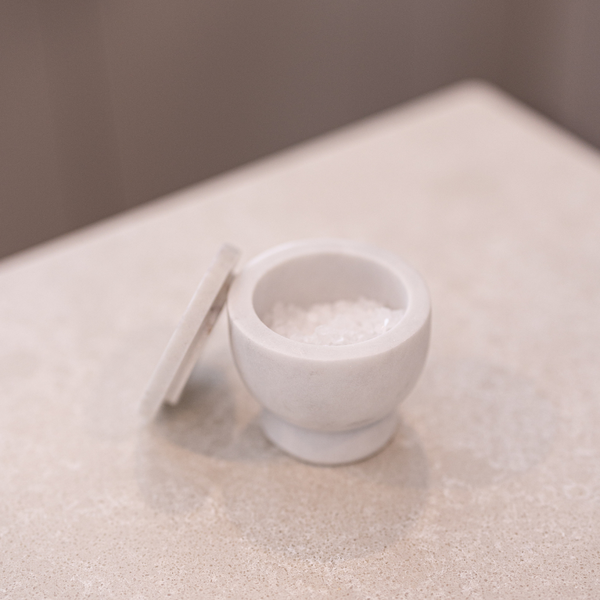 White Marble Lidded Salt Cellar