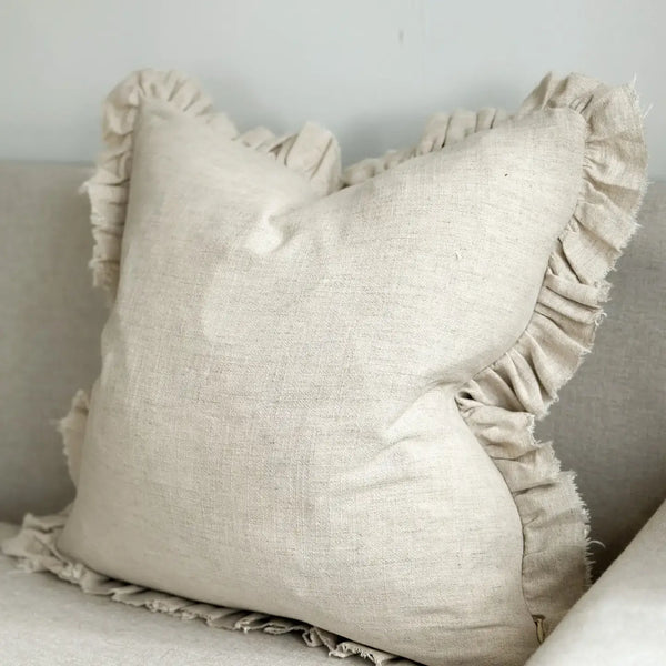 Grace Sand Ruffle Edge Cushion 26x26"