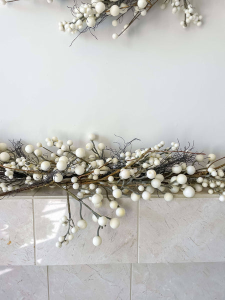 White Berry Faux Christmas Garland 60"