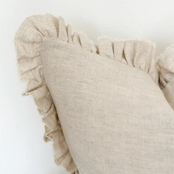 Grace Sand Ruffle Edge Cushion 26x26"