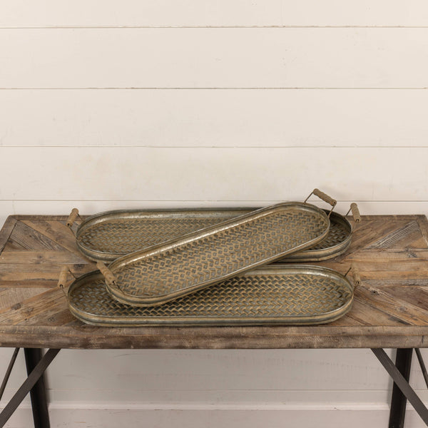 Oval Woven Metal Tray