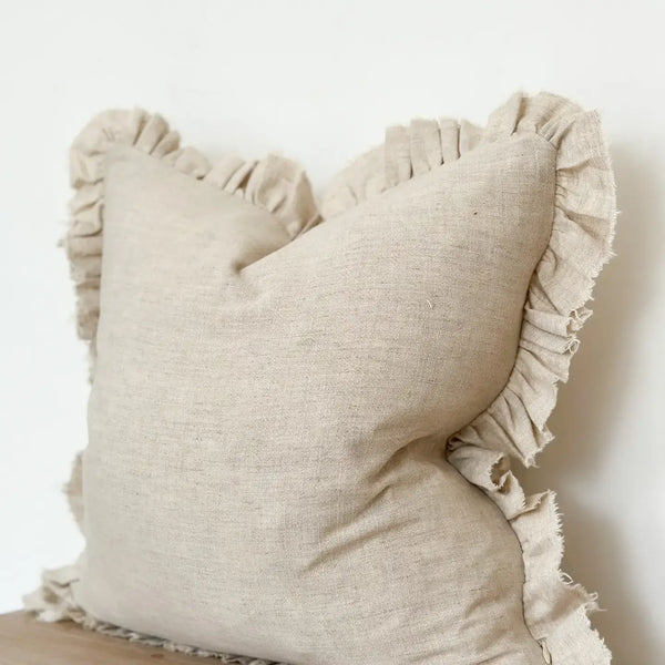 Grace Sand Ruffle Edge Cushion 26x26"