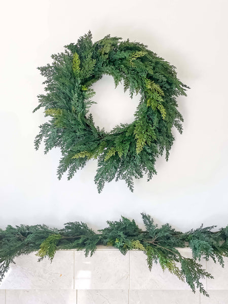 Cypress Real Touch Faux Christmas Wreath 24"
