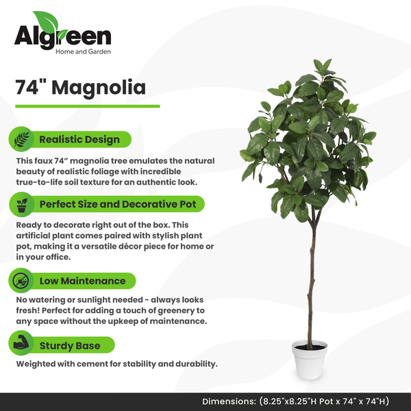 74" Faux Magnolia Tree