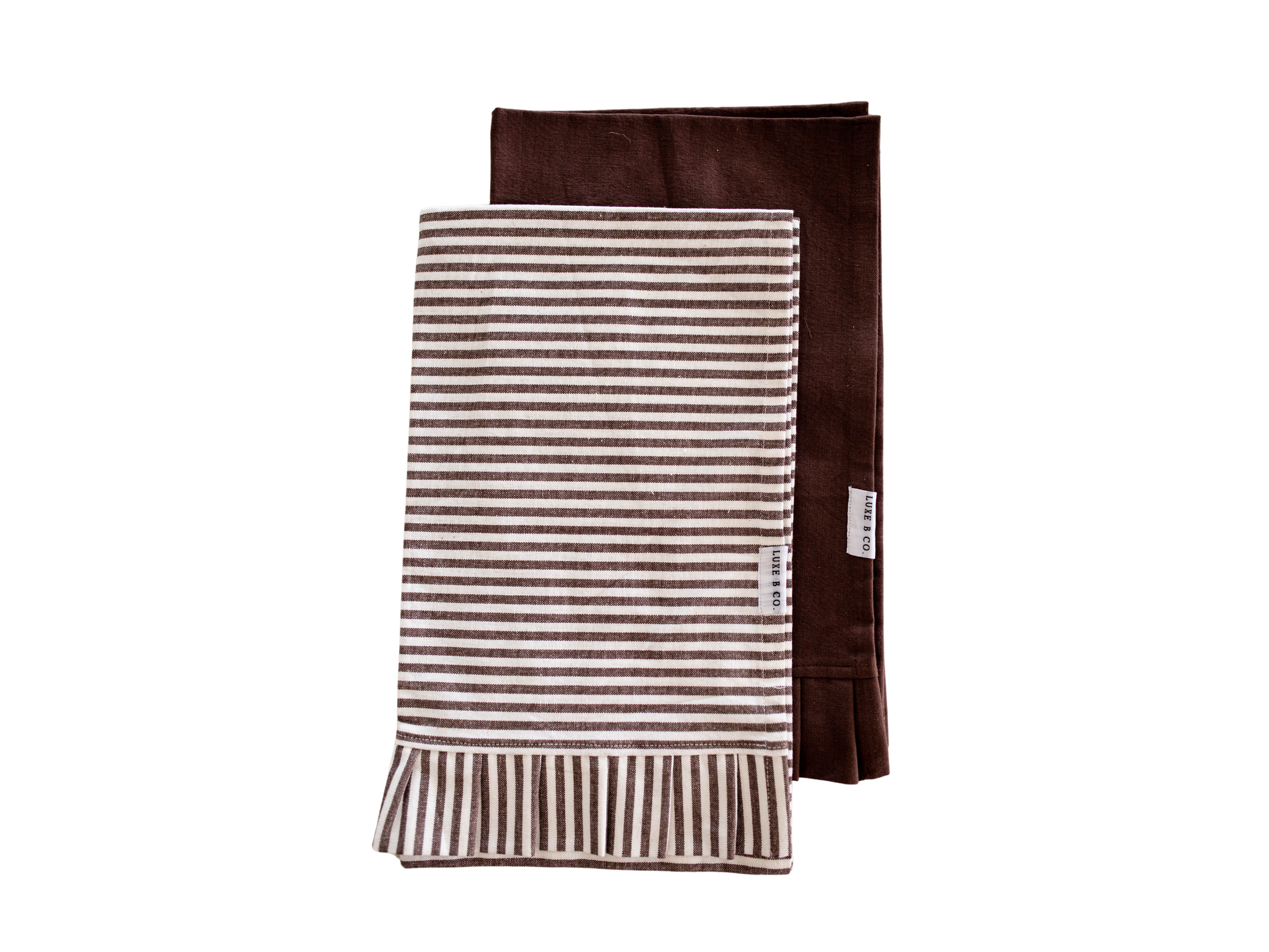 Brown & White Stripes Ruffle Kitchen Dish Towel