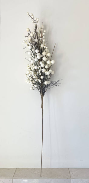 White Berry Faux Christmas Stem 34"