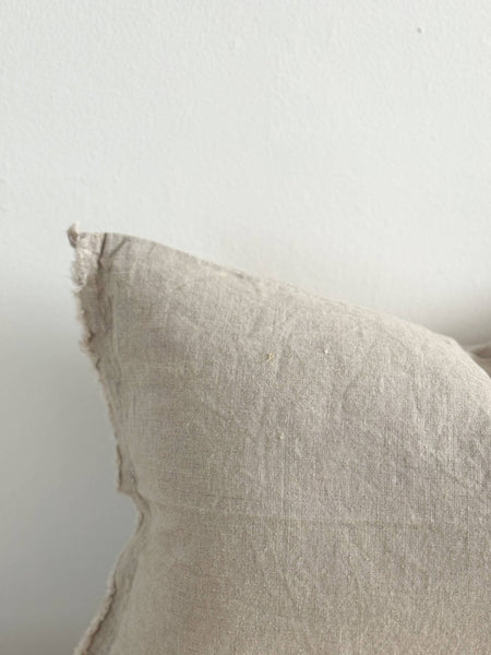 Esmee Linen Cushion – Frayed Edge Natural Beige 20x12"