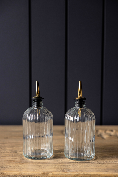 Olive Oil & Vinegar Glass Scallop Fluted Bottle