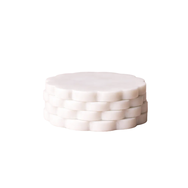 White Marble Scalloped Coasters