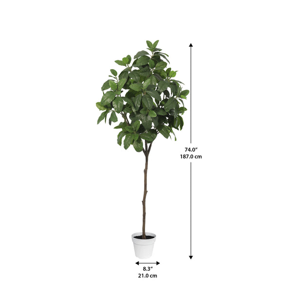 74" Faux Magnolia Tree