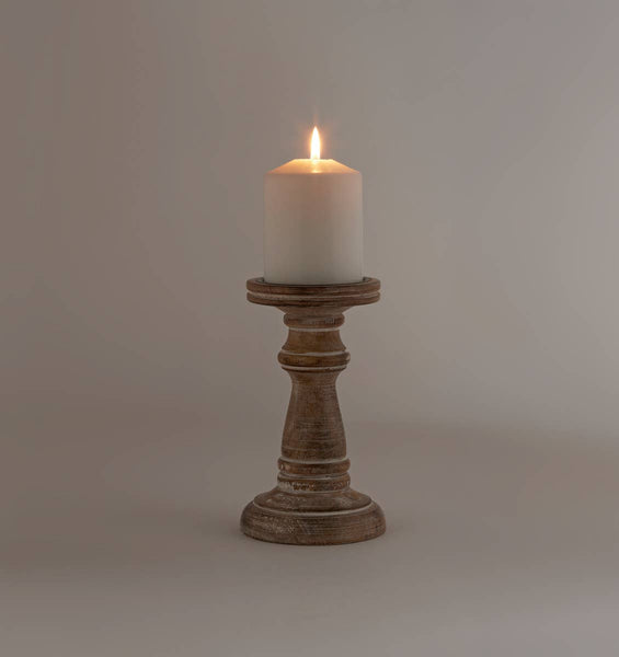 Rustic Brown Pillar Candle Holder - Small