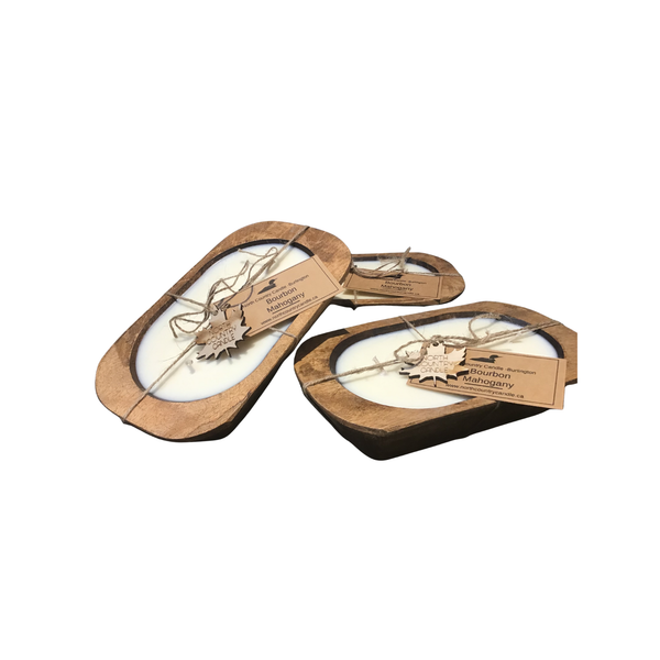Bourbon Mahogany Dough Bowl Candle: Rustic traditional oak