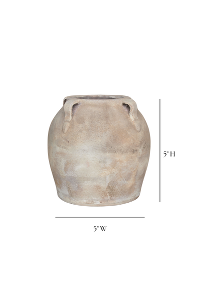 Blanc Beige Wash Vase With Handles 5"