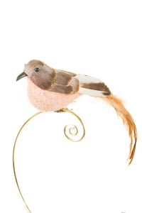 Brown Clip-On Bird Ornament