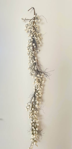 White Berry Faux Christmas Garland 60"