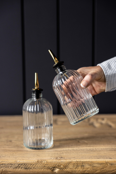 Olive Oil & Vinegar Glass Scallop Fluted Bottle