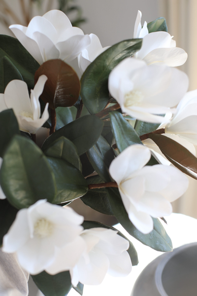 Magnolia Stems Faux Flowers with Leaves