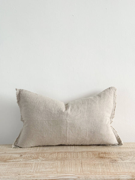 Esmee Linen Cushion – Frayed Edge Natural Beige 20x12"