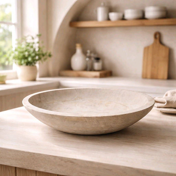 White Washed Wooden Bowl