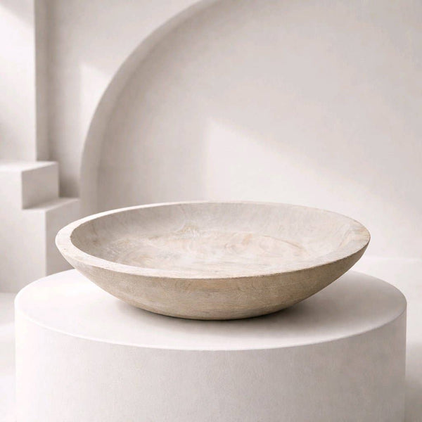 White Washed Wooden Bowl