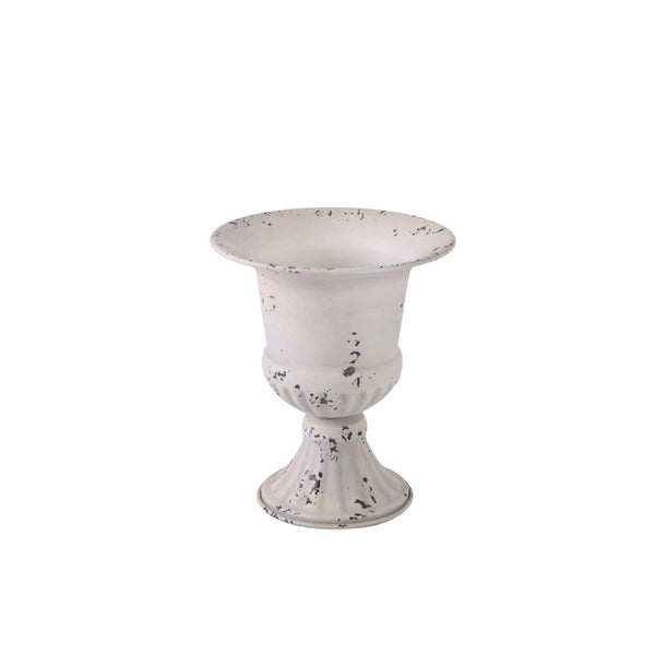 Metal Urn- Antique White
