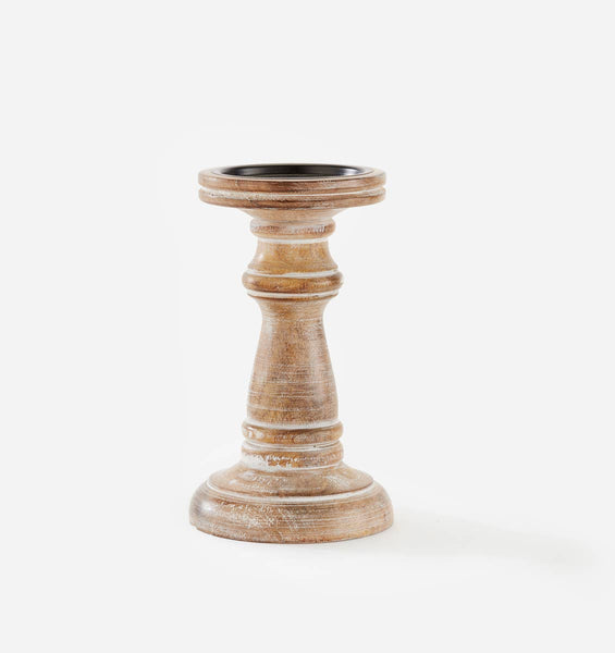 Rustic Brown Pillar Candle Holder - Small