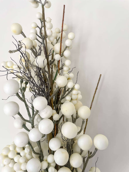White Berry Faux Christmas Stem 34"