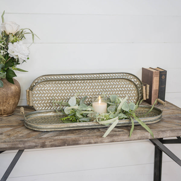 Oval Woven Metal Tray