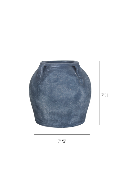 Noir Black Wash Vase With Handles 7"