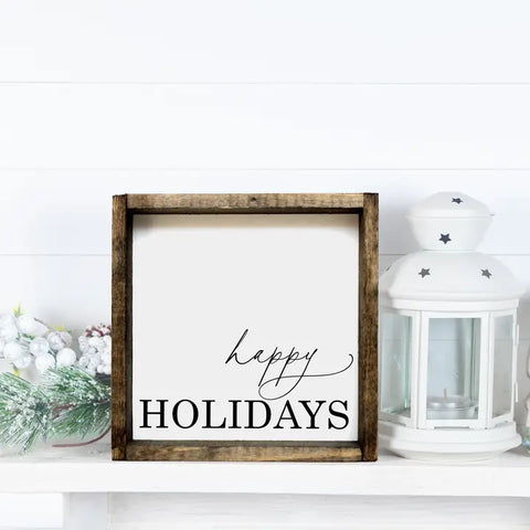 Happy Holidays Mini Wood Sign