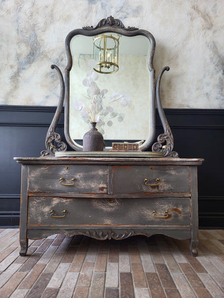 Antique Serpentine Princess Bureau
