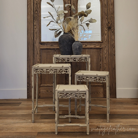 Antique, Carved, Stacking Tables