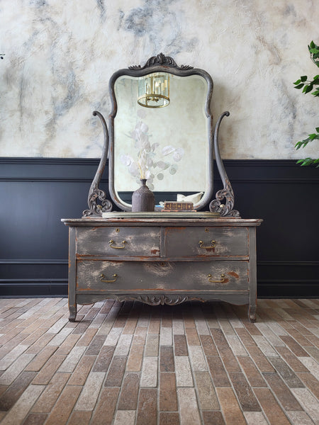 Antique Serpentine Princess Bureau