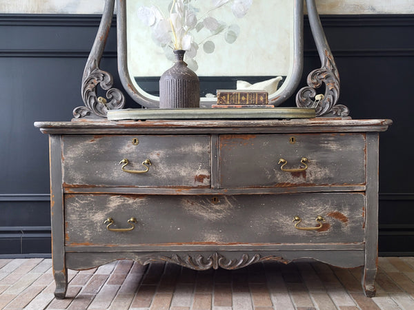 Antique Serpentine Princess Bureau