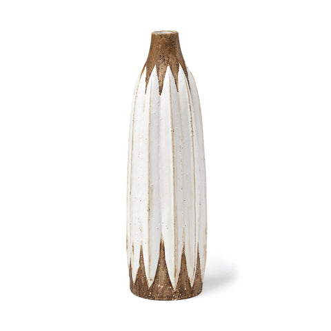 Tall Rustic Brown White Ceramic Vase