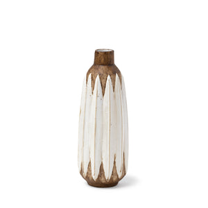 Short Rustic Brown White Ceramic Vase