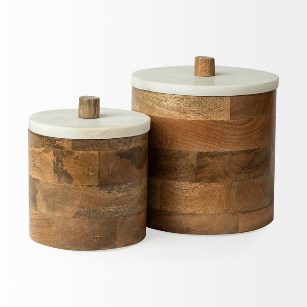 Small Round Wooden Storage Box