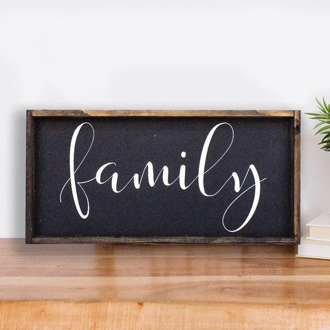 Family Wood Sign - Black Background