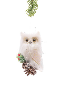 White Hanging Fuzzy Owl