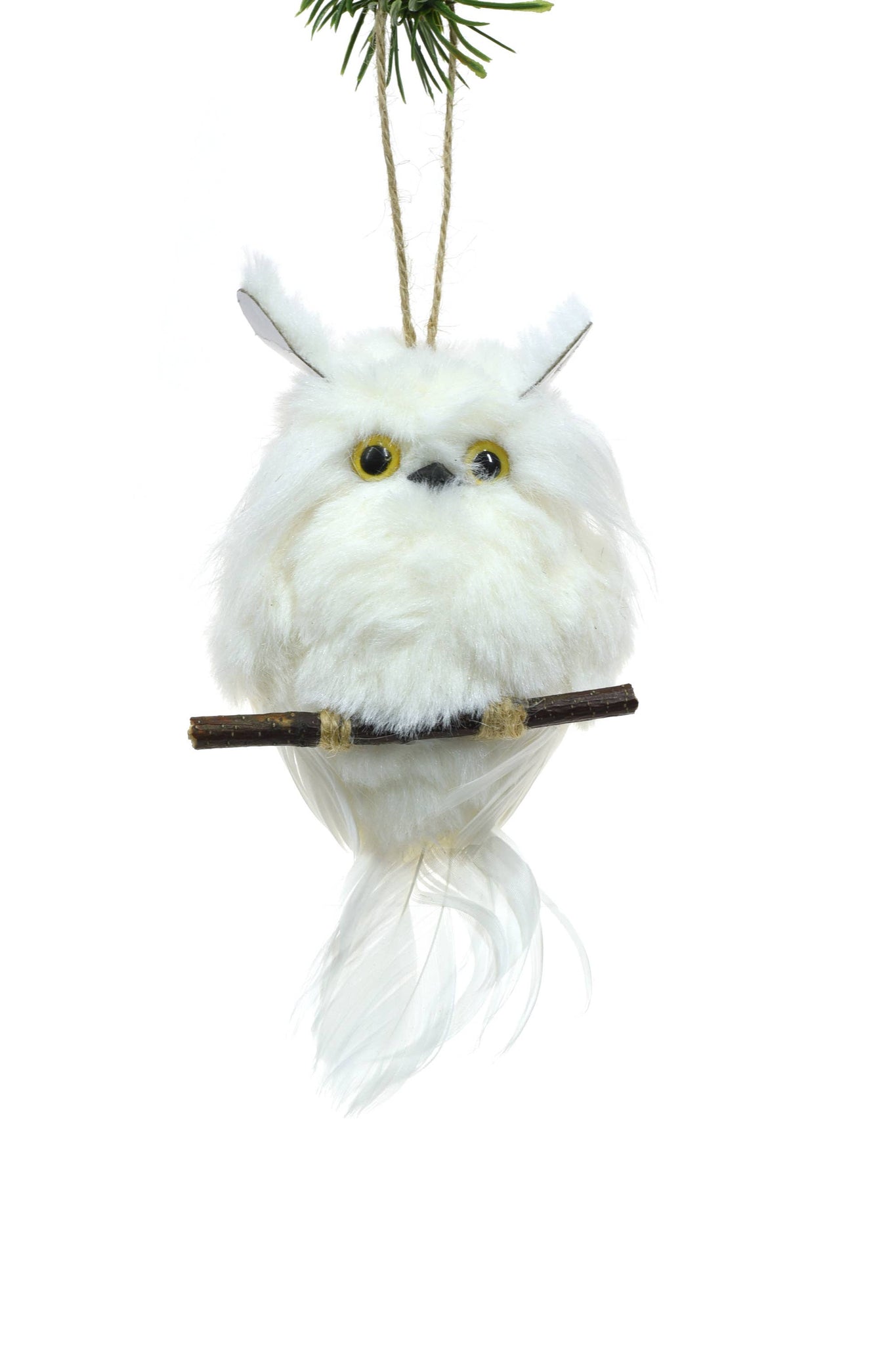 White Owl Ornament perched on Stick
