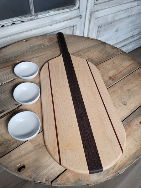Charcuterie Paddle in Maple, Bloodwood & Wenge