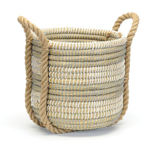 Grey & White Single Coil Grass Decor Basket