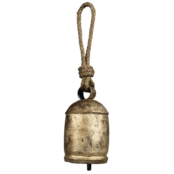 Chauk Bell with Rope Hanger, Brass - 6"