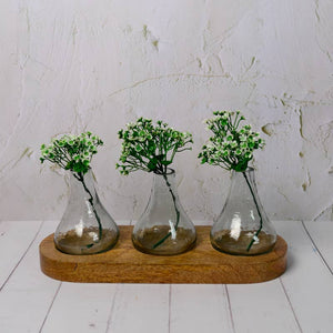 Dahlia bud vase with Wooden Tray