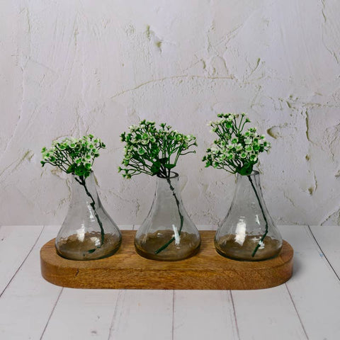 Dahlia bud vase with Wooden Tray